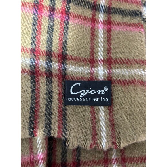 Cejon Plaid Acrylic Blend Scarf 11”x58” Made In Italy - Picture 3 of 4